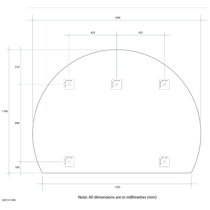 Thermogroup Hamilton D Shaped Polished Edge Mirror