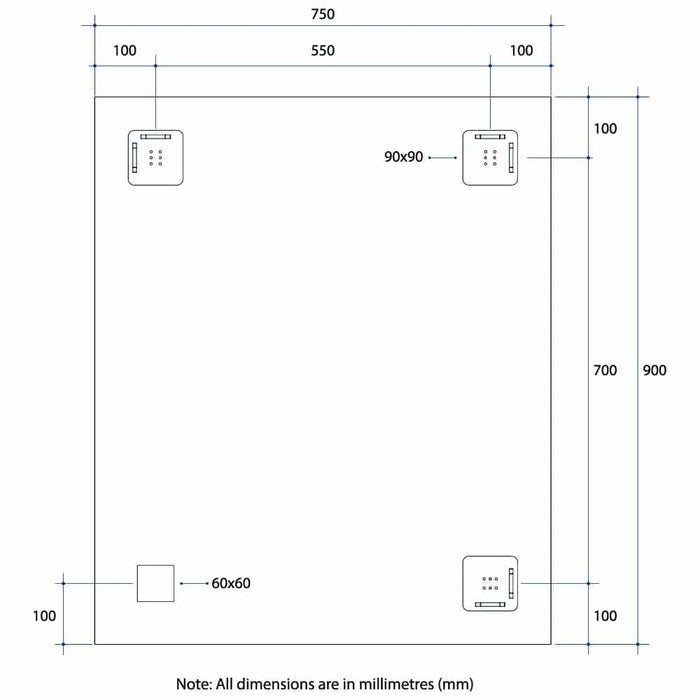 Thermogroup Montana Rectangle 25mm Bevel Edge Mirror with Hangers and Demister