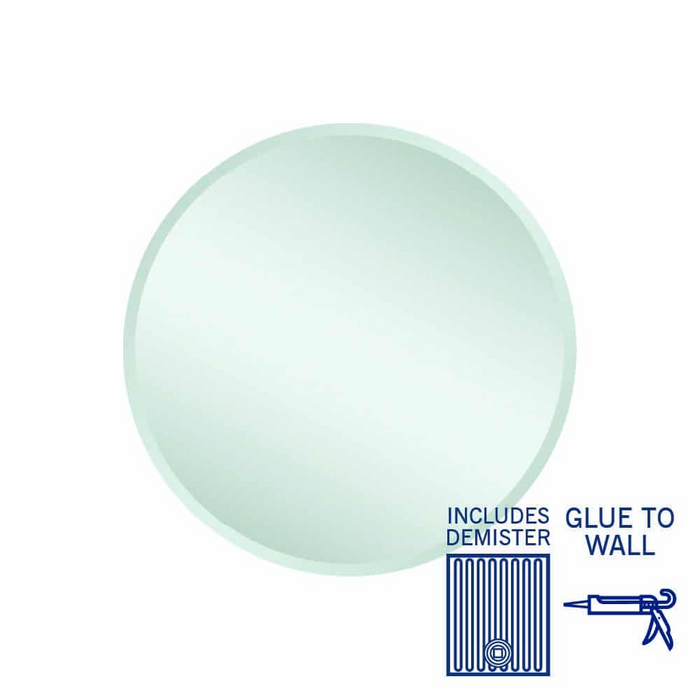 Thermogroup Kent 18mm Bevel Round Mirror Glue-to-Wall and Demister