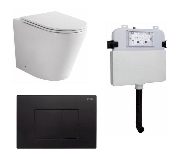 Java In-Wall Toilet Package Square Black Flush Plate