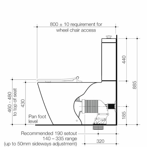Caroma Care 800 Cleanflush® Wall Faced Toilet Suite - Pedigree II Care SF SB - with GermGard®