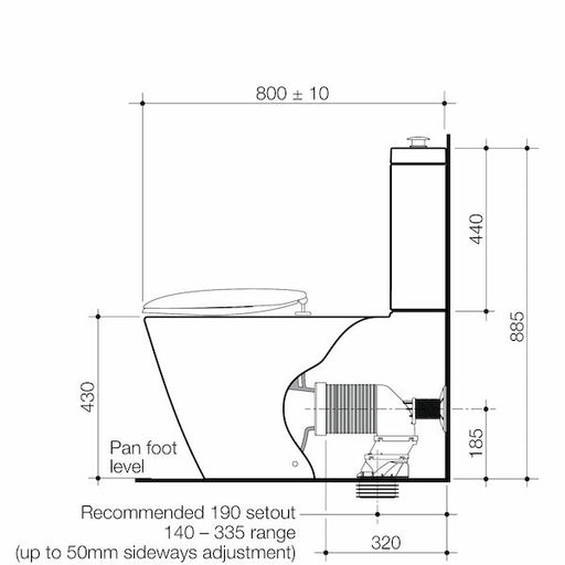 Caroma Care 800 Cleanflush® Wall Faced Toilet Suite Caravelle Care DF WH - WITH GERMGARD®
