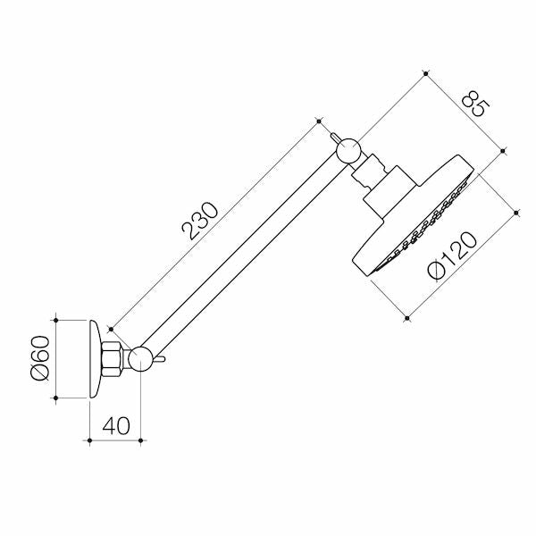Caroma Luna Adjustable Shower And Arm Black