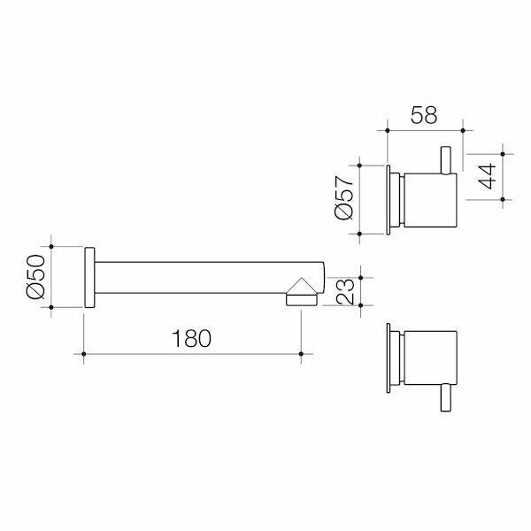 Caroma Luna Lever Wall Basin Set