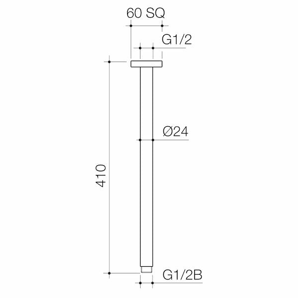Caroma Luna Straight Arm Square Flange 410 Chrome