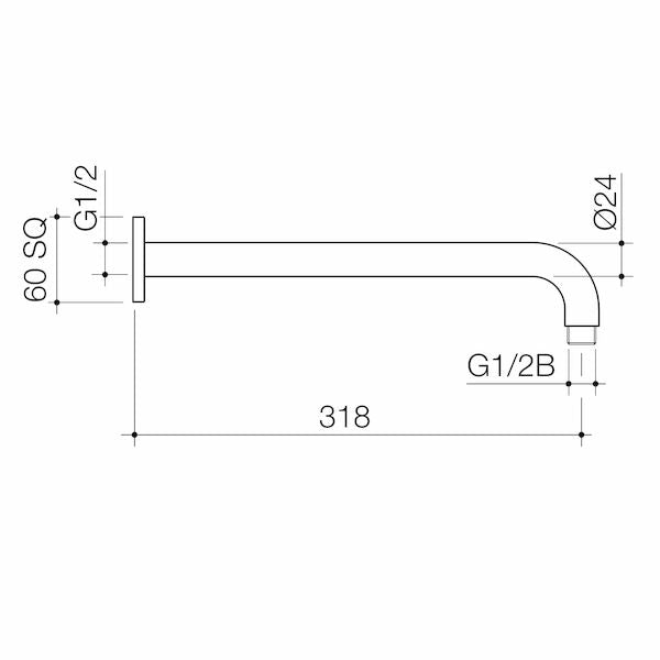 Caroma Luna Right Angle Shower Arm Brushed Nickel