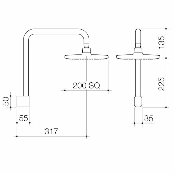 Caroma Luna Fixed Overhead Shower Matte Black