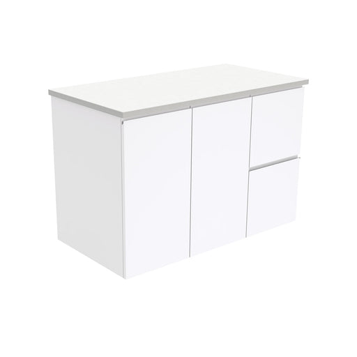 Fienza Fingerpull Gloss White 900 Wall-Hung Cabinet, Right Hand Drawers