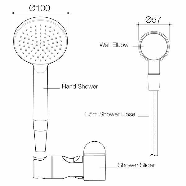 Caroma Care Support Shower Kit (1.5M hose) - Matte Black