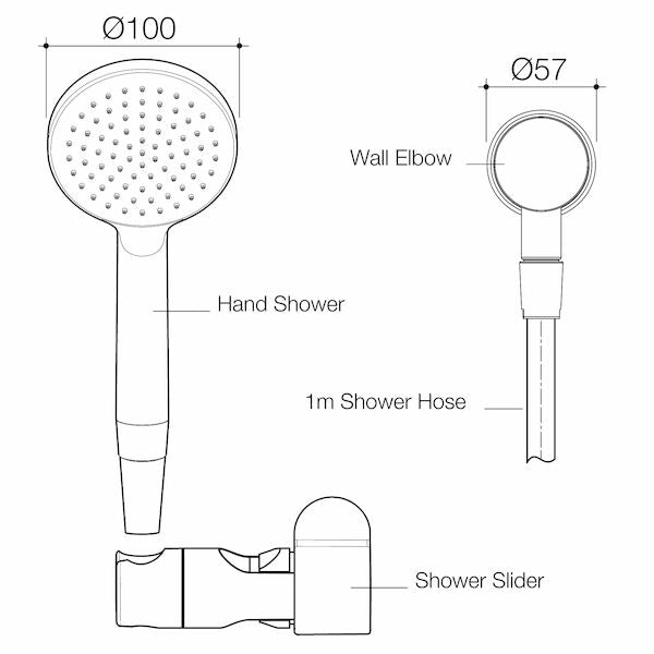 Caroma Care Support Shower Kit (1.0M hose) - Chrome