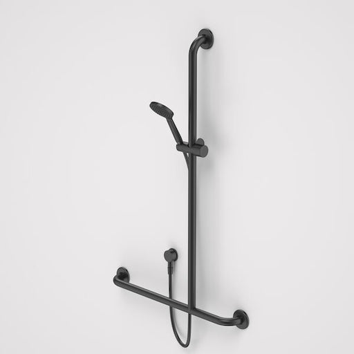 Caroma Care Support Shower Set with Inverted T Rail - RH- Matte Black