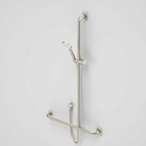 Caroma Care Support Shower Set with Inverted T Rail - RH- Brushed Nickel