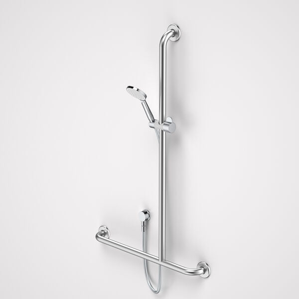 Caroma Care Support Shower Set with Inverted T Rail - RH- Chrome