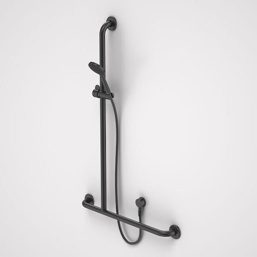 Caroma Care Support Shower Set with Inverted T Rail - LH- Matte Black