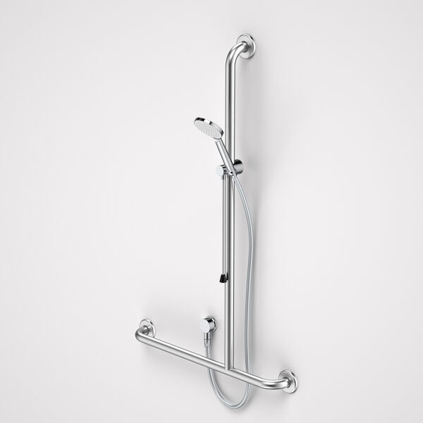Caroma Care Support Accessible Shower Set with Inverted T Rail - RH - Chrome