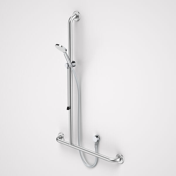 Caroma Care Support Accessible Shower Set with Inverted T Rail - LH - Chrome