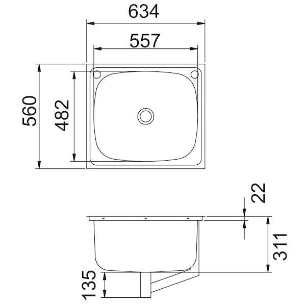 Caroma Single 70 Litre Flushline Tub
