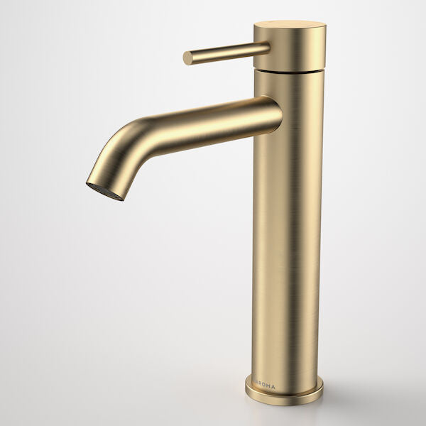 Caroma Liano II Mid Tower Basin Mixer - Brushed Brass - Lead Free