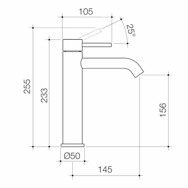 Caroma Liano II Mid Tower Basin Mixer - Brushed Nickel - Lead Free