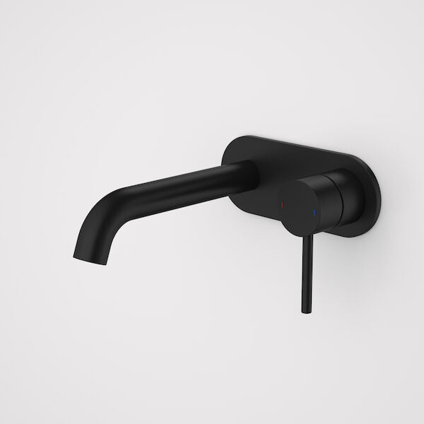 Caroma Liano II 175mm Wall Basin / Bath Mixer - Rounded Cover Plate - Matte Black - Sales Kit - LF
