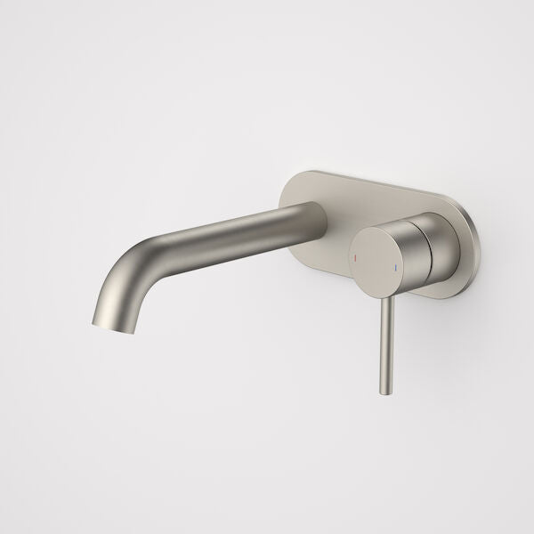 Caroma Liano II 175mm Wall Basin / Bath Mixer - Rounded Cover Plate - Brushed Nickel - Sales Kit - L