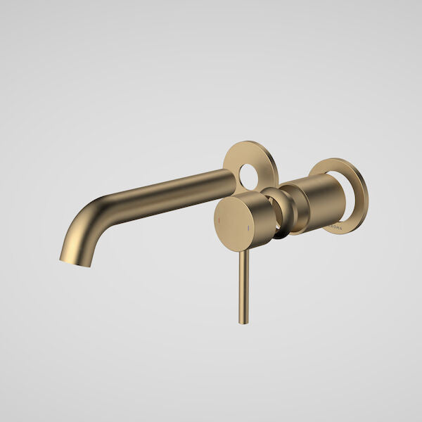 Caroma Liano II 175mm Wall Basin / Bath Trim Kit - 2 x Round Cover Plates - Brushed Brass - Lead Free