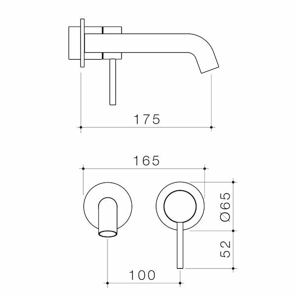 Caroma Liano II 175mm Wall Basin / Bath Trim Kit - 2 x Round Cover Plates - Matte Black - Lead Free