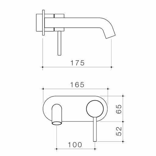 Caroma Liano II 175mm Wall Basin / Bath Trim Kit - Rounded Cover Plate - Matte Black