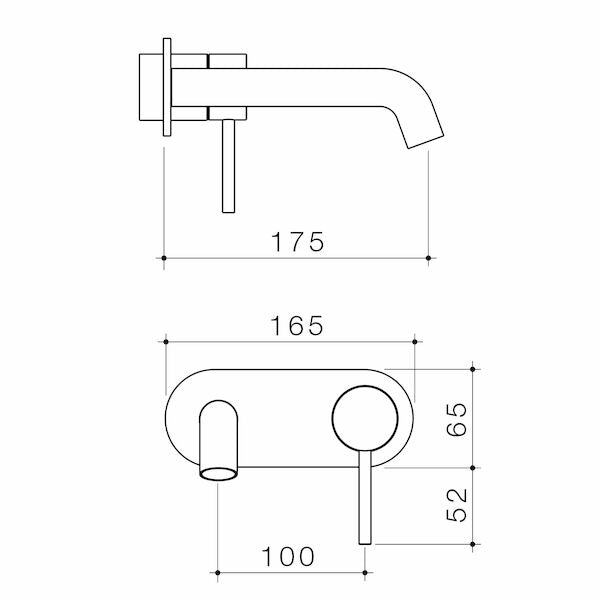 Caroma Liano II 175mm Wall Basin / Bath Trim Kit - Rounded Cover Plate - Gun Metal - Lead Free