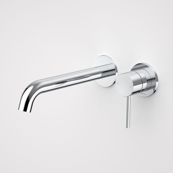 Caroma Liano II 210mm Wall Basin / Bath Mixer - 2 x Round Cover Plates - Chrome - Sales Kit - LF