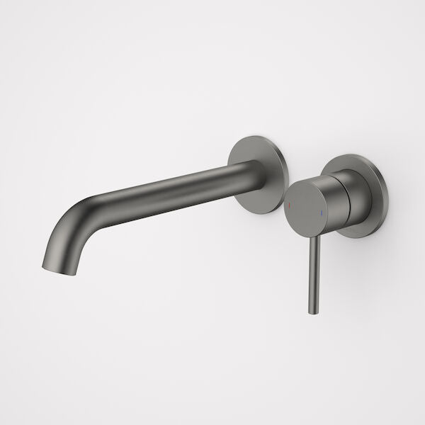 Caroma Liano II 210mm Wall Basin / Bath Mixer - 2 x Round Cover Plates - Gunmetal - Sales Kit - LF