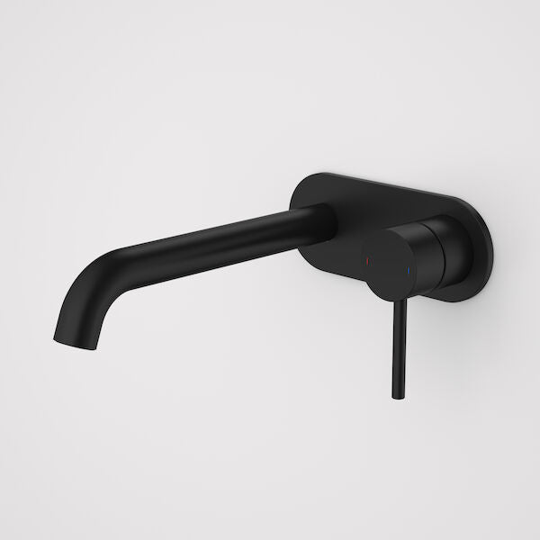 Caroma Liano II 210mm Wall Basin / Bath Mixer - Rounded Cover Plate - Matte Black - Sales Kit - LF