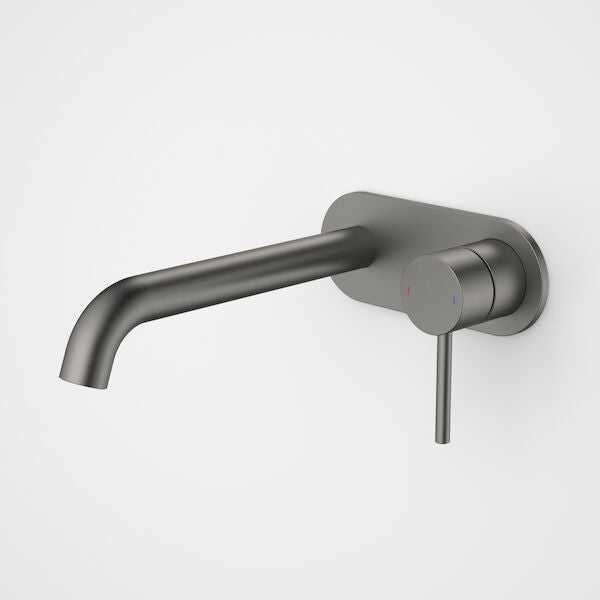 Caroma Liano II 210mm Wall Basin / Bath Mixer - Rounded Cover Plate - Gunmetal - Sales Kit - LF