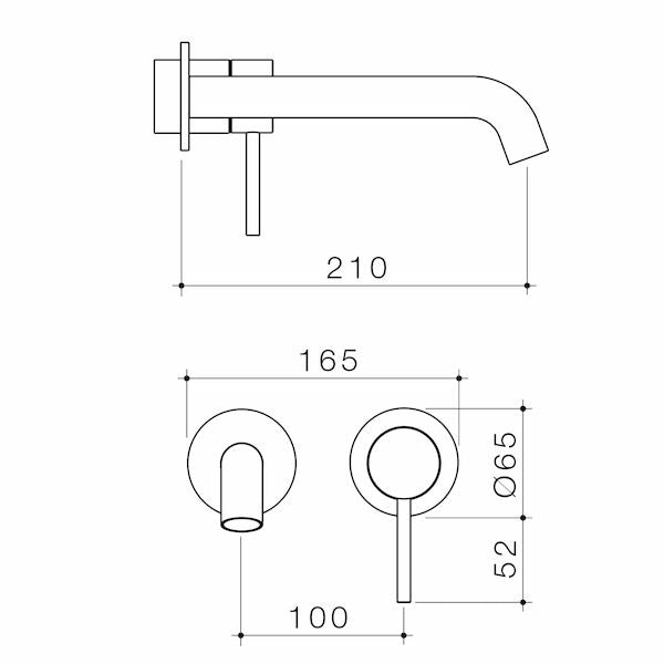 Caroma Liano II 210mm Wall Basin / Bath Trim Kit - 2 x Round Cover Plates - Brushed Brass - LF