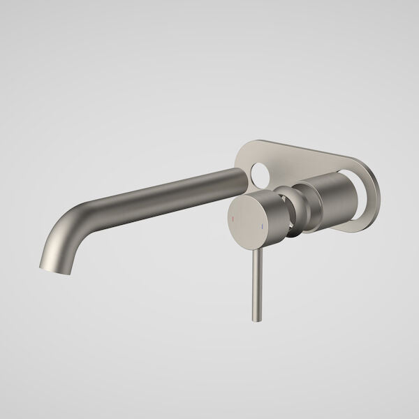 Caroma Liano II 210mm Wall Basin / Bath Trim Kit - Rounded Cover Plate - Brushed Nickel