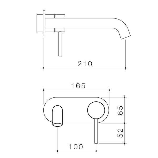 Liano II 210mm Wall Basin / Bath Trim Kit - Rounded Cover Plate - Matte Black - LF