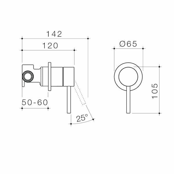 Caroma Liano II Bath / Shower Mixer - Round Cover Plate - Brushed Brass - Sales Kit