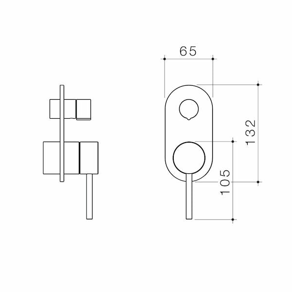 Caroma Liano II Bath / Shower Mixer With Diverter Trim Kit - Rounded Cover Plate - Chrome