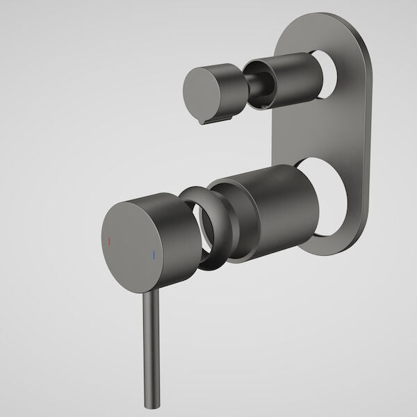 Caroma Liano II Bath / Shower Mixer With Diverter Trim Kit - Rounded Cover Plate - Gunmetal