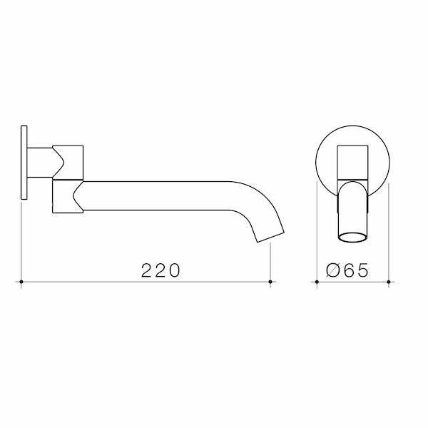 Caroma Liano II 220mm Bath Swivel Outlet - Round - Matte Black