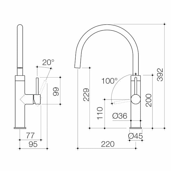 Caroma Liano II Sink Mixer - Gun Metal