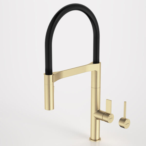 Caroma Liano II Pull Down Sink Mixer with Dual Spray - Brushed Brass