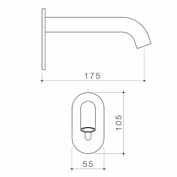 Caroma Liano II Sensor 175mm Wall Outlet Kit - Gun Metal