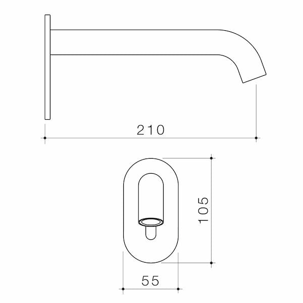 Caroma Liano II Sensor 210 Wall Outlet Sales Kit - Black - Lead Free