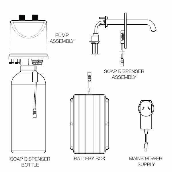 Caroma Liano II – Sensor Wall Mounted Soap Dispenser – Trim Only – Brushed Brass
