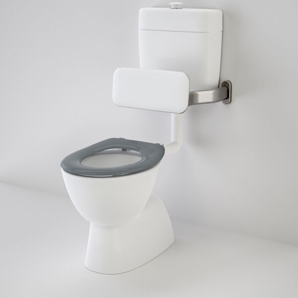 Caroma Care 200 V2 Connector (S Trap) Suite with Backrest and Caravelle Care Single Flap Seat - Anthracite Grey
