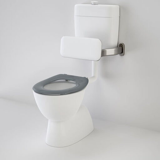 Caroma Care 200 V2 Connector (S Trap) Suite with Backrest and Caravelle Care Single Flap Seat - Anthracite Grey