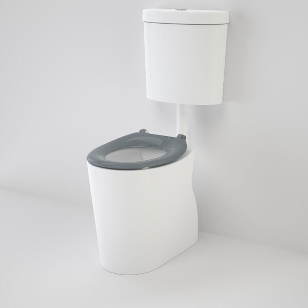 Caroma Care 610 Cleanflush Connector S Trap Suite with Caravelle Single Flap Seat Anthracite Grey