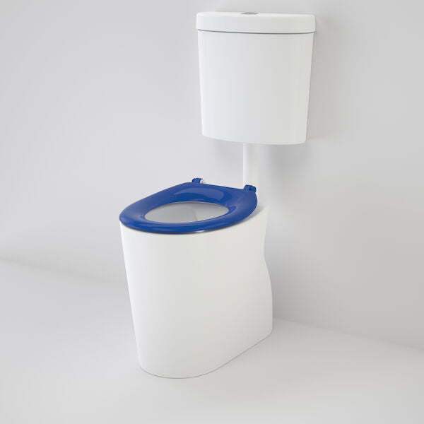 Caroma Care 610 Cleanflush Connector S Trap Suite with Caravelle Single Flap Seat Sorrento Blue