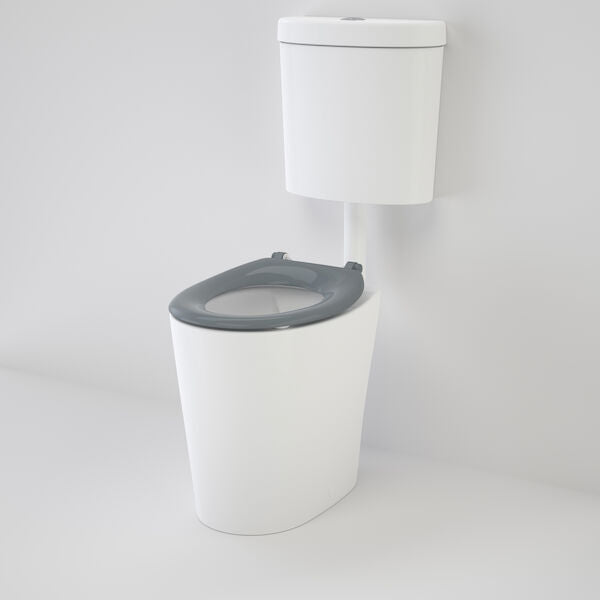 Caroma Care 610 Cleanflush Connector P Trap Suite with Caravelle Single Flap Seat Anthracite Grey
